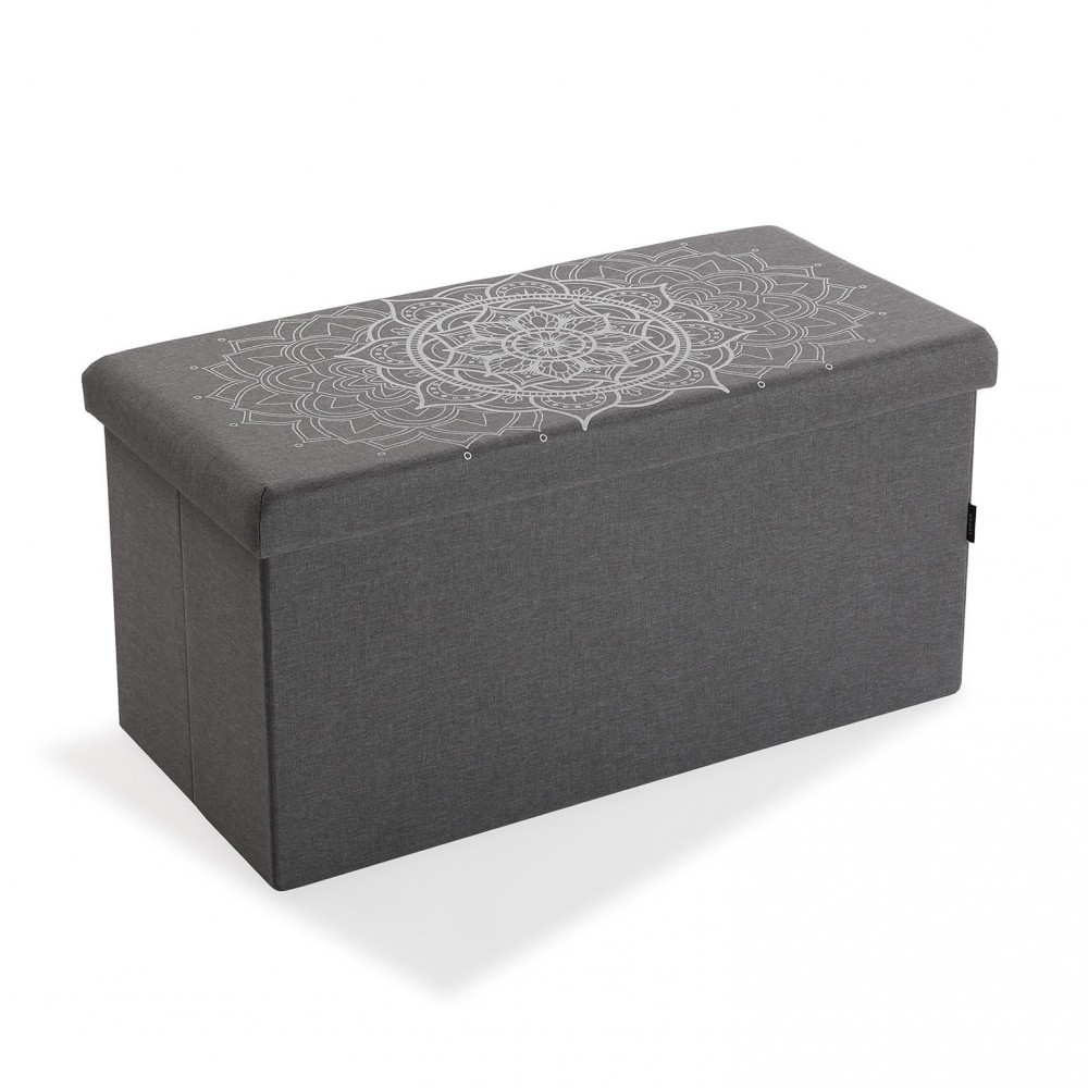 Puf box plegable de tela gris oscuro POP