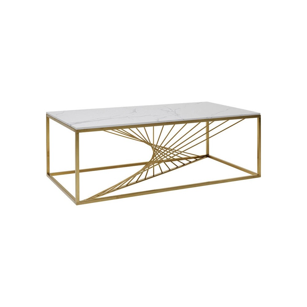 Mesa de centro LASER em vidro e metal dourado