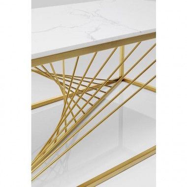 Tavolino LASER in vetro e metallo dorato
