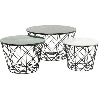 Set of 3 multi-colored steel coffee tables La Costa Wire