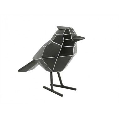 Schwarze Vogelstatue mit weißen Streifen, kleines ORIGAMI