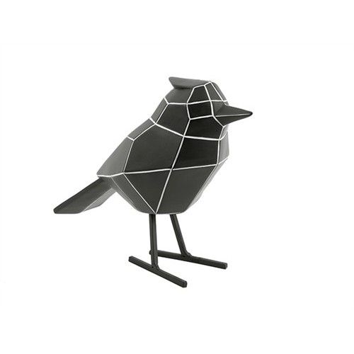 Estatua de pájaro negro rayas blancas pequeños origami