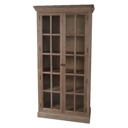 Natural wood bookcase 4 doors 145cm LAURENNE