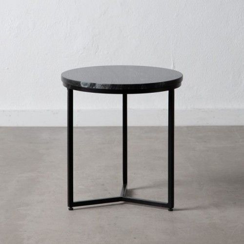 Marble and polished stainless steel side table COLLISION