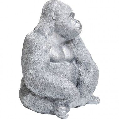 Estatua de gorila plateada INICIAL