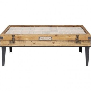 COLLECTOR wood and metal display coffee table