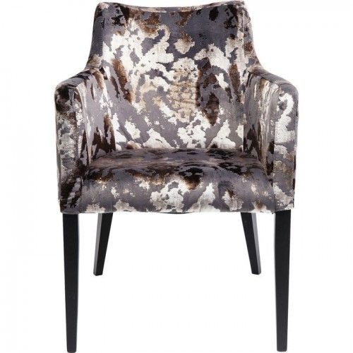 Cadeira com braços com efeito veludo marrom MODE