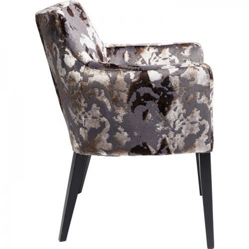 Chair with brown velvet effect armrests MODE