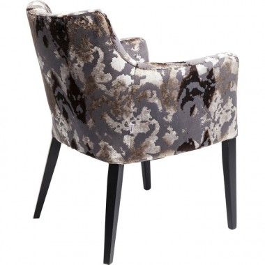 Cadeira com braços com efeito veludo marrom MODE