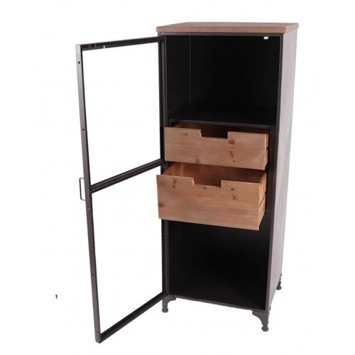 MASTER wooden and metal display cabinet with 2 drawers