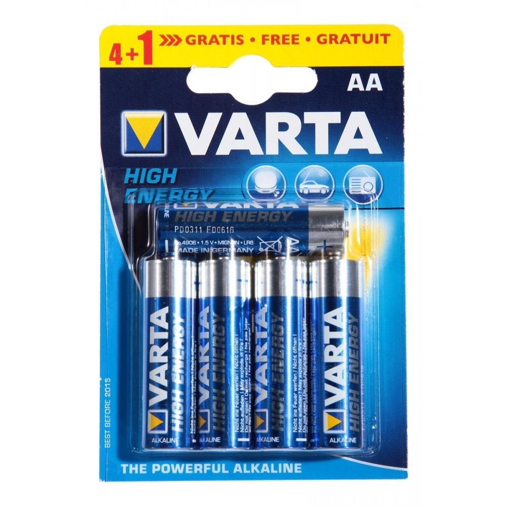 Piles alkaline varta LR6 AA 4+1Gratuite pas cher