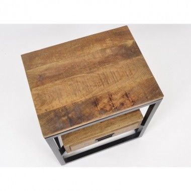 ABISKO Mesa de cabeceira com 1 gaveta de madeira