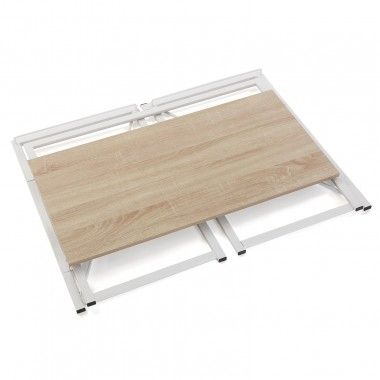 Afvouwbare tafel van hout en wit metaal TOKYO