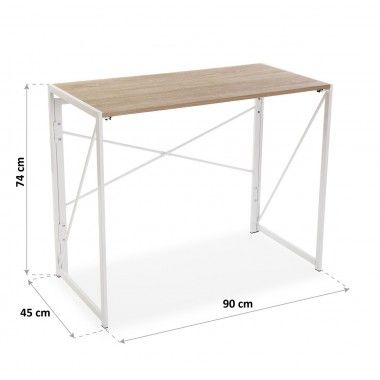 Table de bureau pliable bois et métal blanc TOKYO