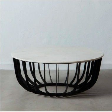 Tavolino in marmo bianco/gabbia in metallo 90 cm FERRO