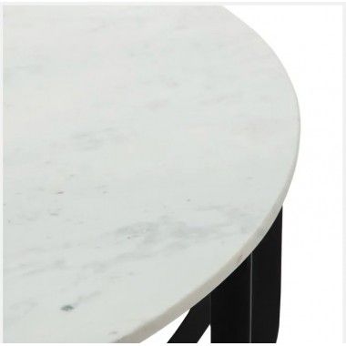 Wit marmeren salontafel/metalen kooi 90 cm FERRO