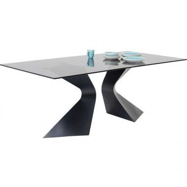 Black tempered glass dining table 200 cm GLORIA