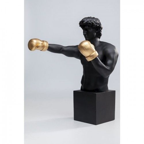 Estátua de homem negro luvas de boxe douradas BALBOA