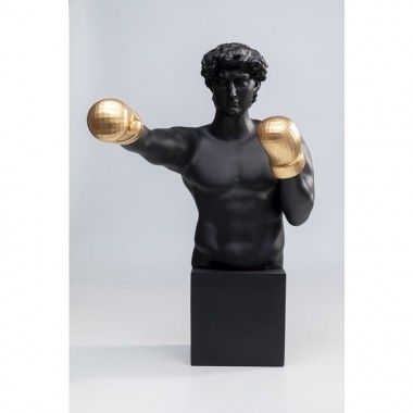 Statue homme noir gants de boxe doré BALBOA