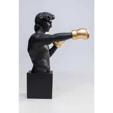 Statue homme noir gants de boxe doré BALBOA