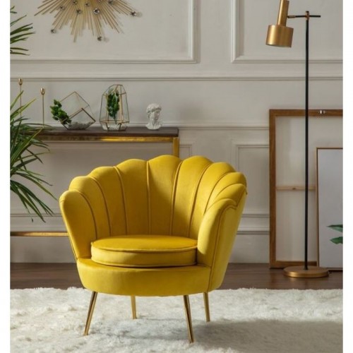 LILY zitkuipfauteuil in gele stof