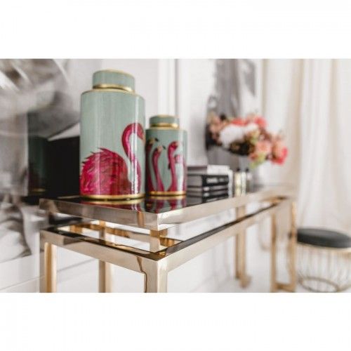 Gold stainless steel glass console 160cm RUSH