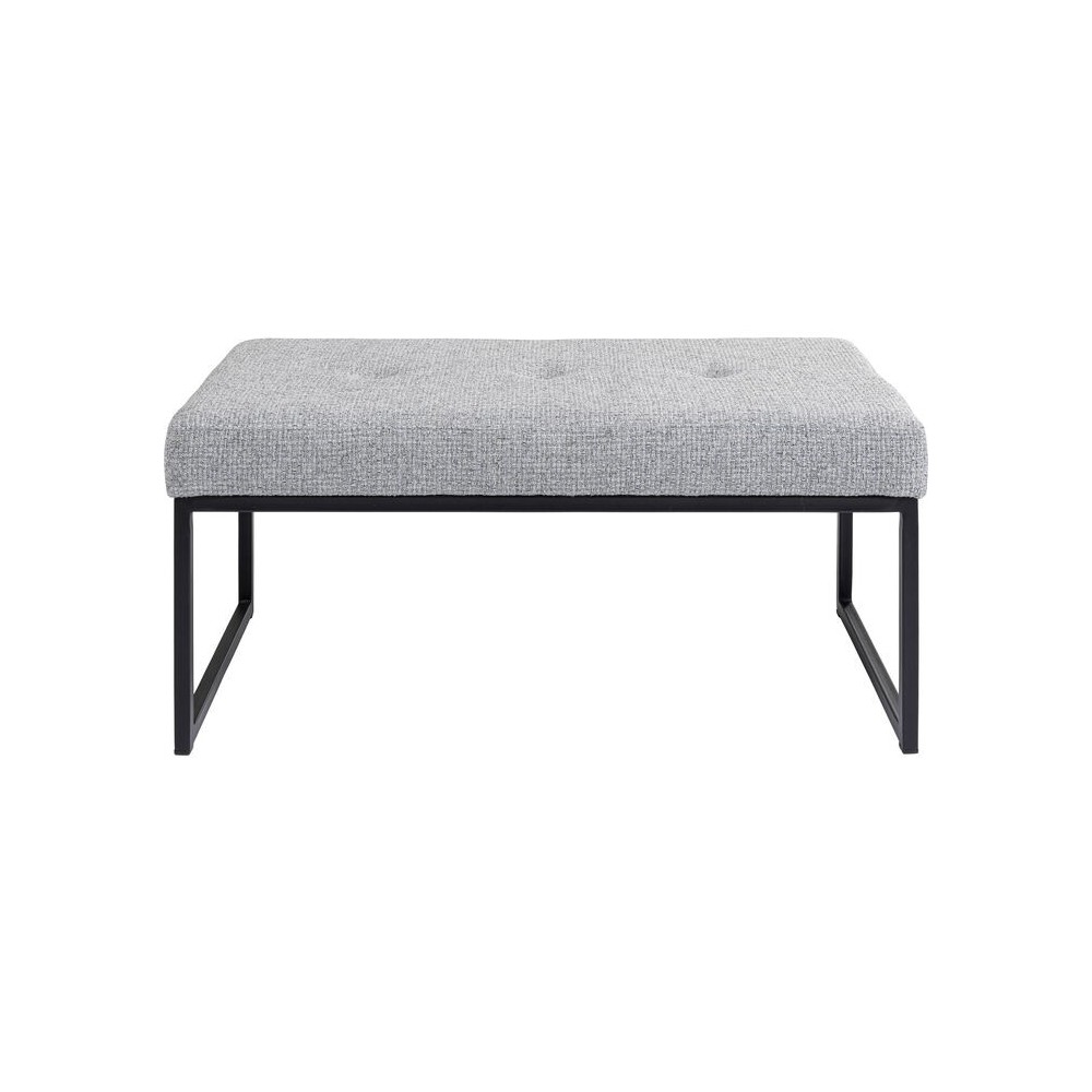 Banc capitonné tissu gris clair métal DOLCE