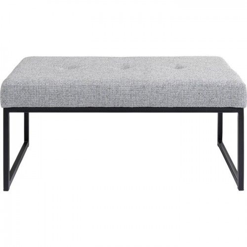 Banc capitonné tissu gris clair métal DOLCE