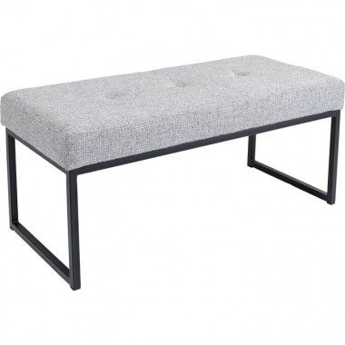 Upholstered bench light gray fabric metal DOLCE