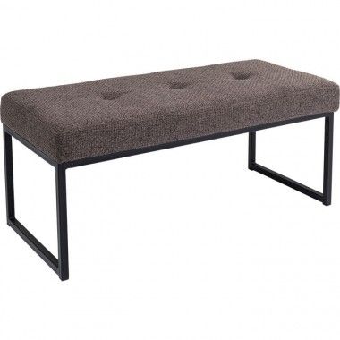 Banc capitonné tissu marron métal DOLCE