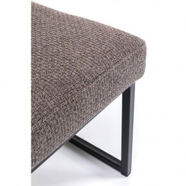 Banc capitonné tissu marron métal DOLCE