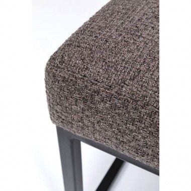 Banc capitonné tissu marron métal DOLCE