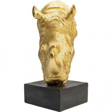 Statua testa di rinoceronte oro SAVANA
