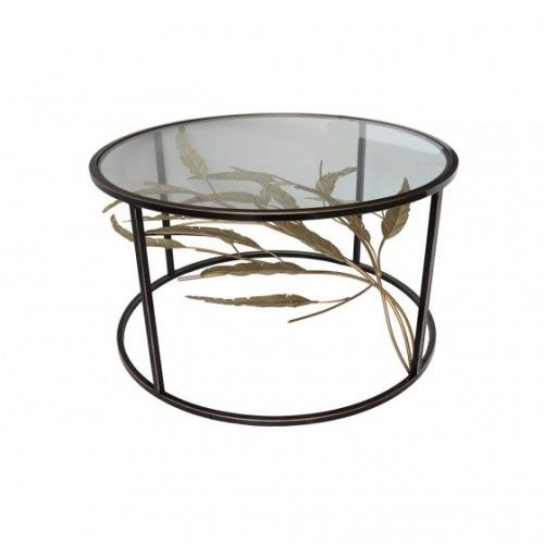 Round coffee table 3D movement foliage black or METO