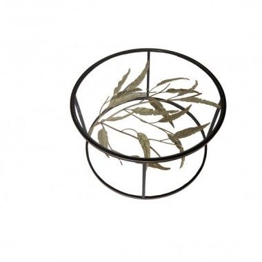 Mesa de centro redonda com folhagem movimento 3D ouro preto METO