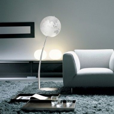 Designer terrestrial globe floor lamp on foot 110cm