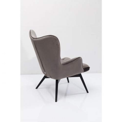 Fauteuil tissu velours gris VICKY