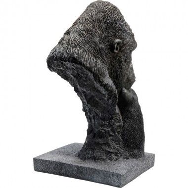 Estatua de cabeza de gorila pensando en gorila negro