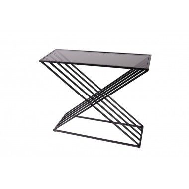 Wired console in black metal triangle tempered glass ROMWE