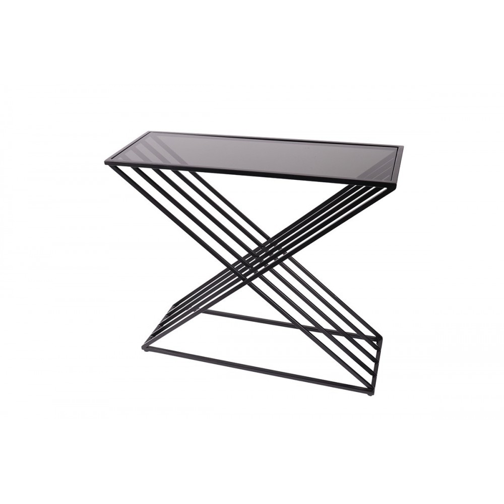 Wired console in black metal triangle tempered glass ROMWE