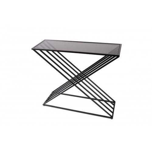 Wired console in black metal triangle tempered glass ROMWE