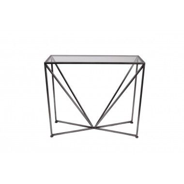 Geometric gray metal and tempered glass console TRIANGLUS