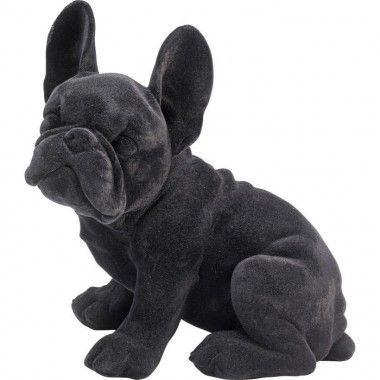 Estatuilla de cachorro bulldog francés de fieltro negro