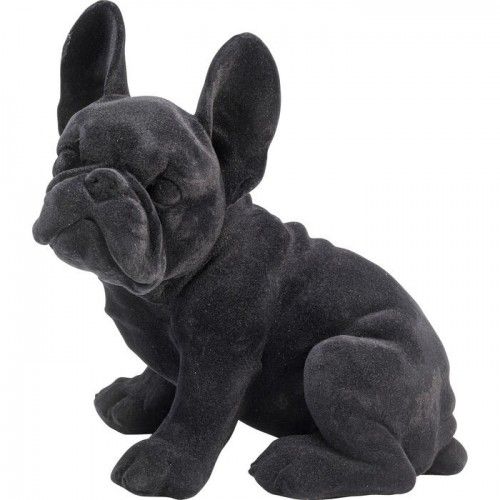 Black felt French bulldog puppy statuette