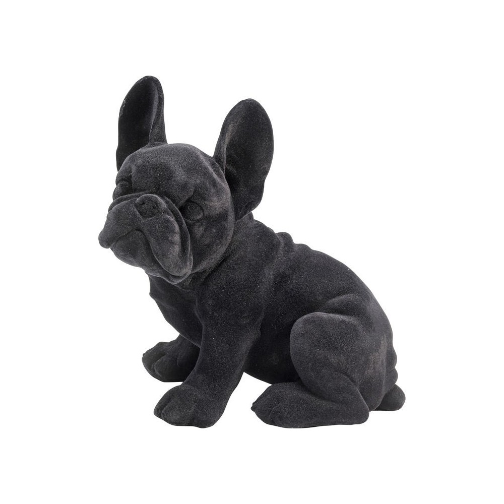 Schwarze französische Bulldoggen-Welpenstatuette aus Filz