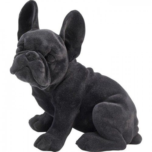 Statuette chiot bouledogue Français noir feutrine