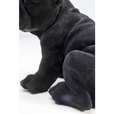 Estatuilla de cachorro bulldog francés de fieltro negro