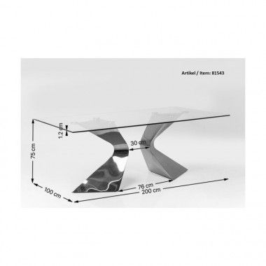 Mesa de comedor de cristal templado negro 200 cm GLORIA