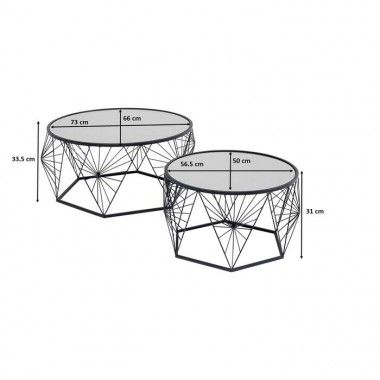 Conjunto de 2 mesas de centro em metal preto com teia de aranha SPIDER