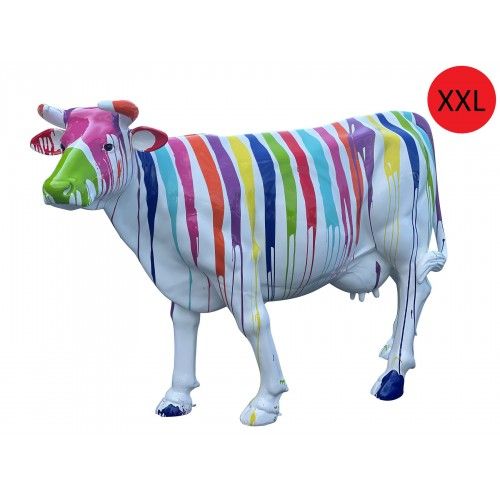 Vaca de resina multicolor de tamaño natural